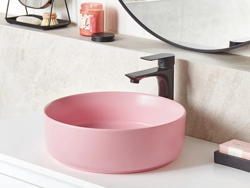 Countertop Basin GUDAR ⌀ 370 mm Ceramic Pink