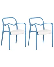 Set of 2 Garden Chairs THASOS Synthetic Material Blue_1045600