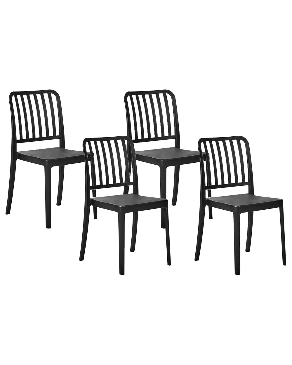 Gartenstuhl 4er Set SERSALE Kunststoff Schwarz