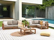 Lounge Set mit Tisch 4-Sitzer TIMOR modular zertifiziertes Akazienholz Hellbraun_905732