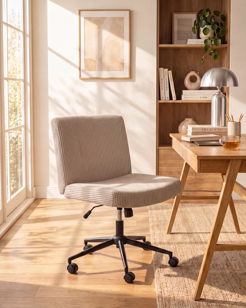 Desk Chair GEDDES Corduroy Beige_1102392