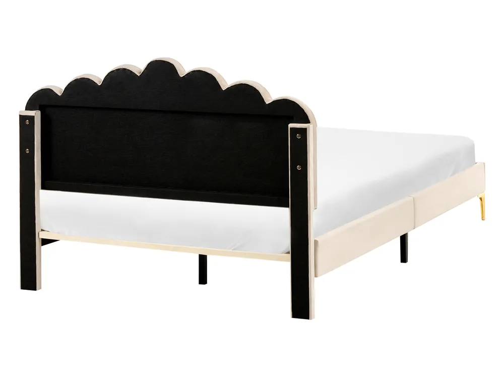 Bett mit Lattenrost Samtstoff SAUVIAN 140 x 200 cm Beige_1014404