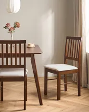 Esszimmerstuhl 2er Set ORONO Holz Dunkelbraun / Hellbeige_1076359
