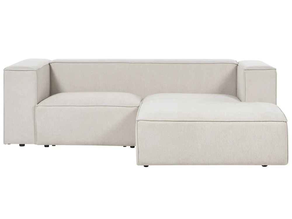 Ecksofa 2-Sitzer VERNON Stoff Hellbeige linksseitig