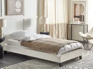 Bett ohne Kopfteil Stoff ROANNE 90 x 200 cm Cremeweiß_902928