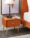 Nachttisch mit 1 Schublade FLAYAT Samtstoff Orange