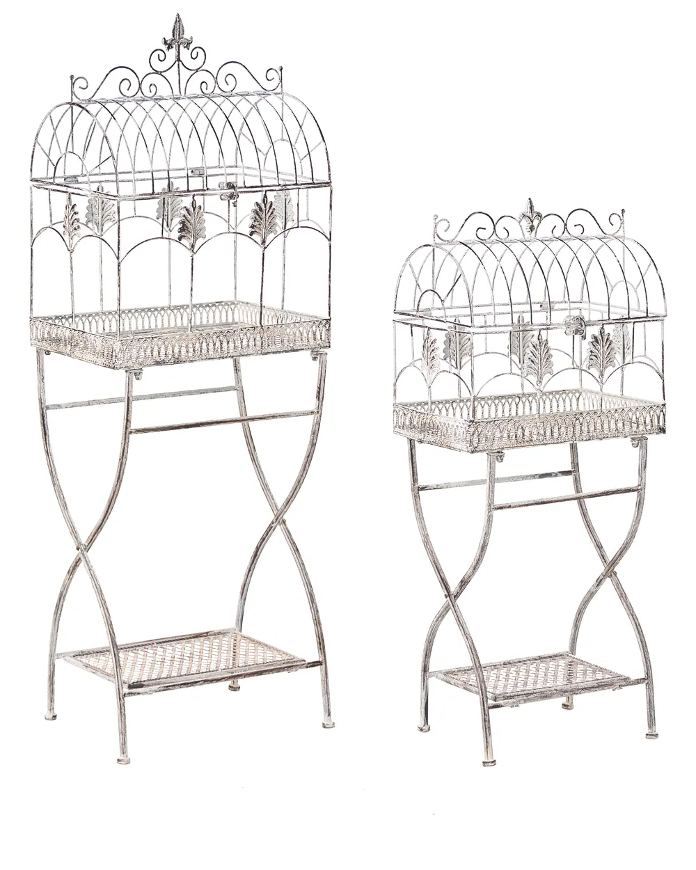 Set of 2 Shelving Units SICILY 43/37 cm 122/90 cm Metal Grey