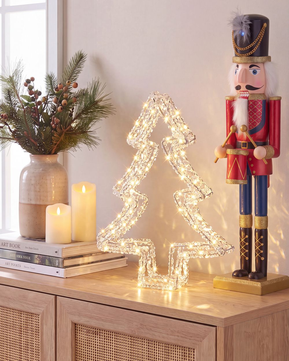 Outdoor Decoration LED OLBOAN 34 cm Christmas Tree White