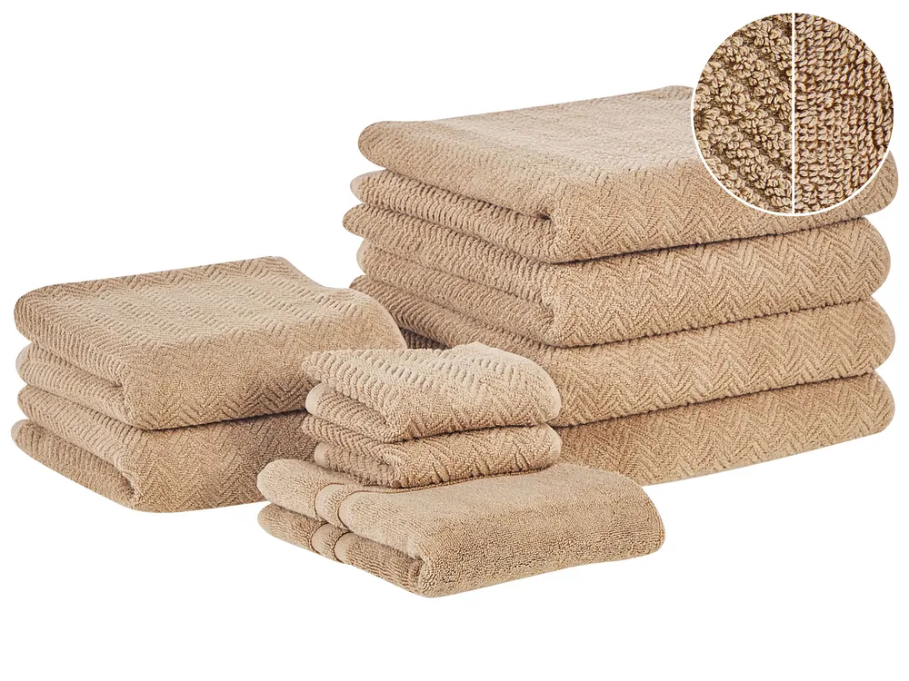 Handtücher 9er Set MITIARO Baumwollfrottee Sandbeige