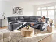 Ecksofa manuell verstellbar 5-Sitzer ROKKE Stoff Grau linksseitig_1108225