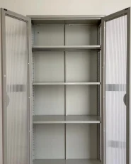 Vitrine mit Glastüren GLEORA Metall Hellbeige_1172583