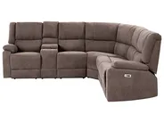 Ecksofa elektrisch verstellbar 5-Sitzer ROKKE mit USB-Anschluss Stoff Braun linksseitig_851491
