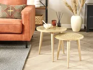 Set of 2 Side Tables NARRA Mango Wood Gold_852045