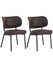Set of 2 Dining Chairs WONDER Faux Leather Dark Brown_1058447