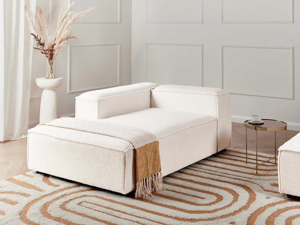 Rechtsseitige Chaiselongue ARDAL Bouclé Cremeweiß