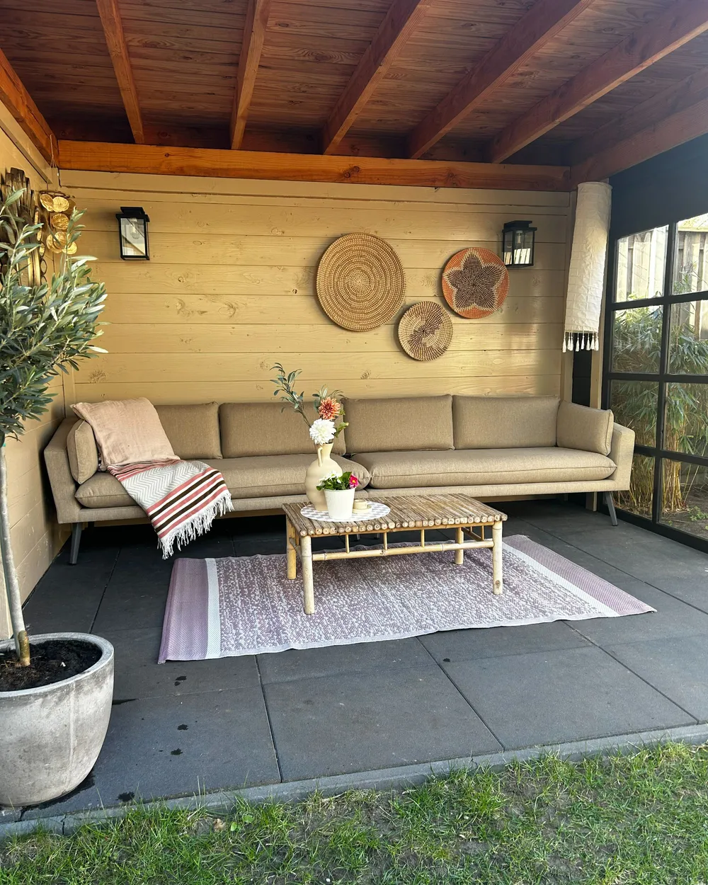 Garden Sofa 4 Seater LORETELLO Beige_979714