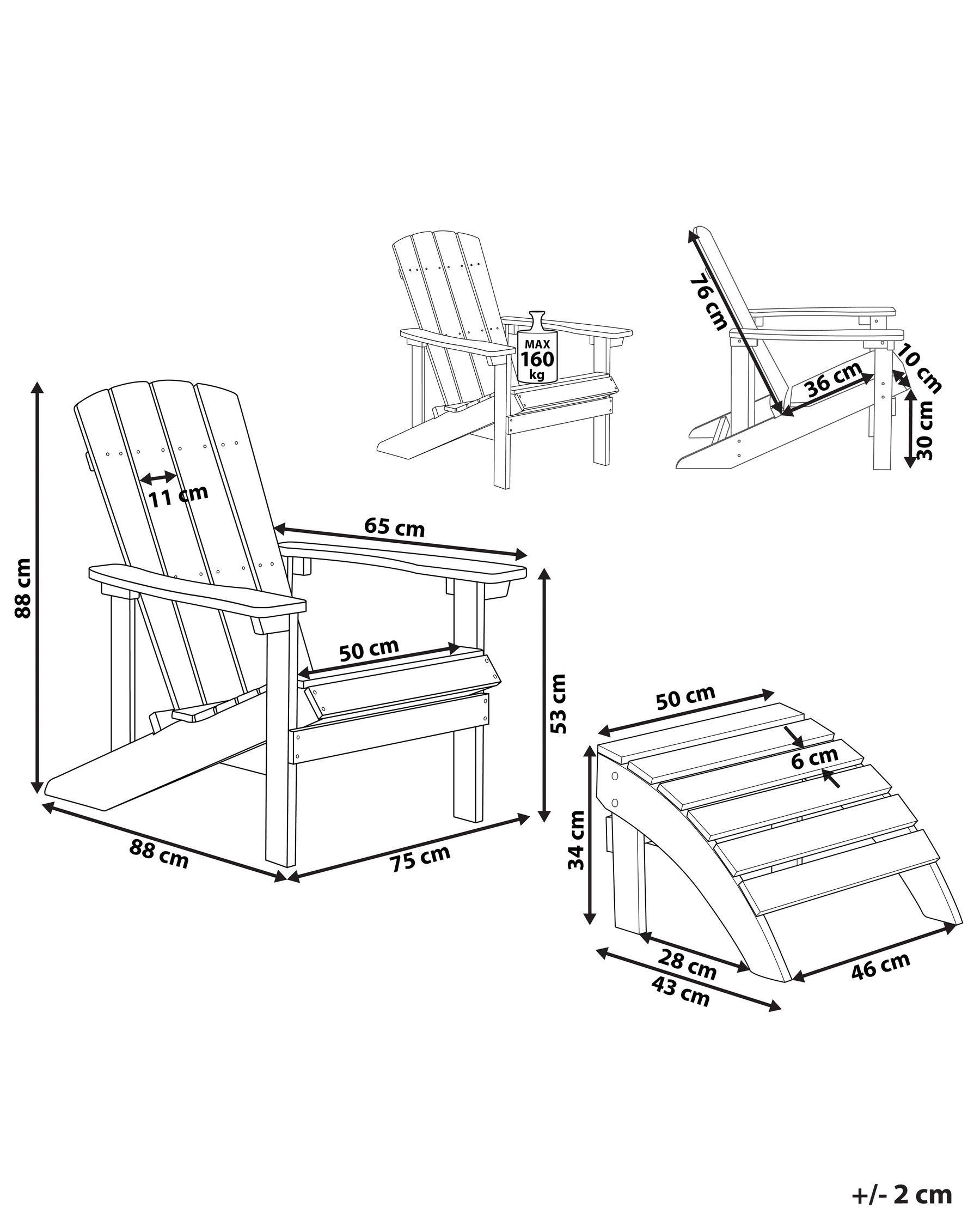 Gartenstuhl ADIRONDACK mit Fußstütze Türkis_809506