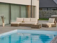 Garden Lounge Set with Table 4 Seater VARALLO Modular Rattan Grey Right Hand_954977