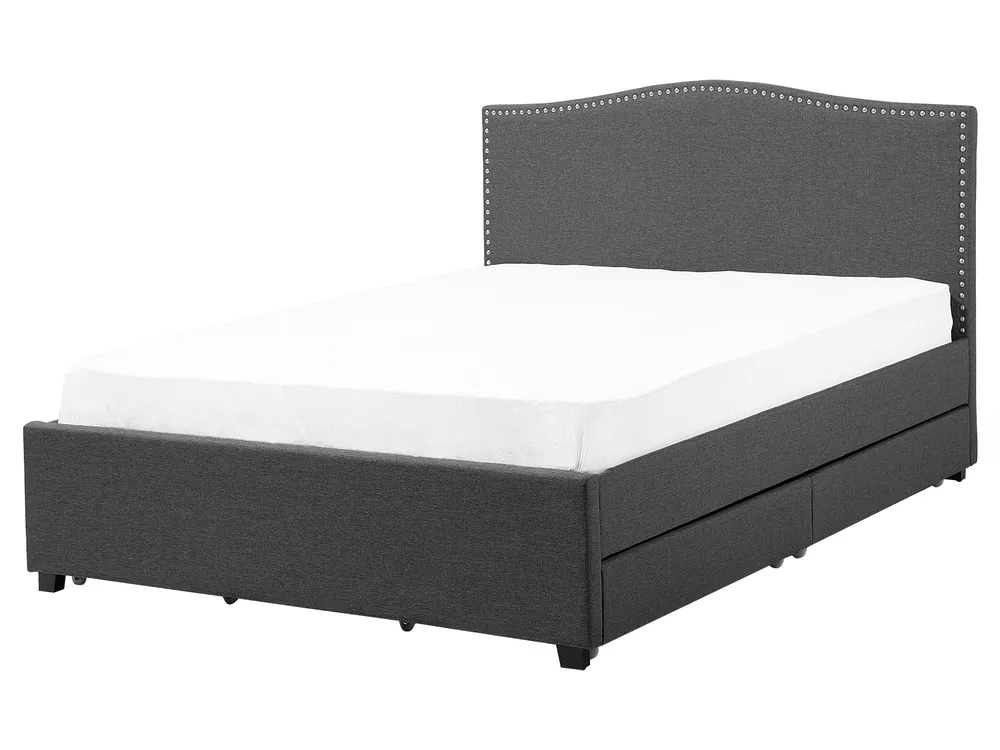 Bett mit Schubladen MONTPELLIER Stoff Grau 160 x 200 cm LED_709484