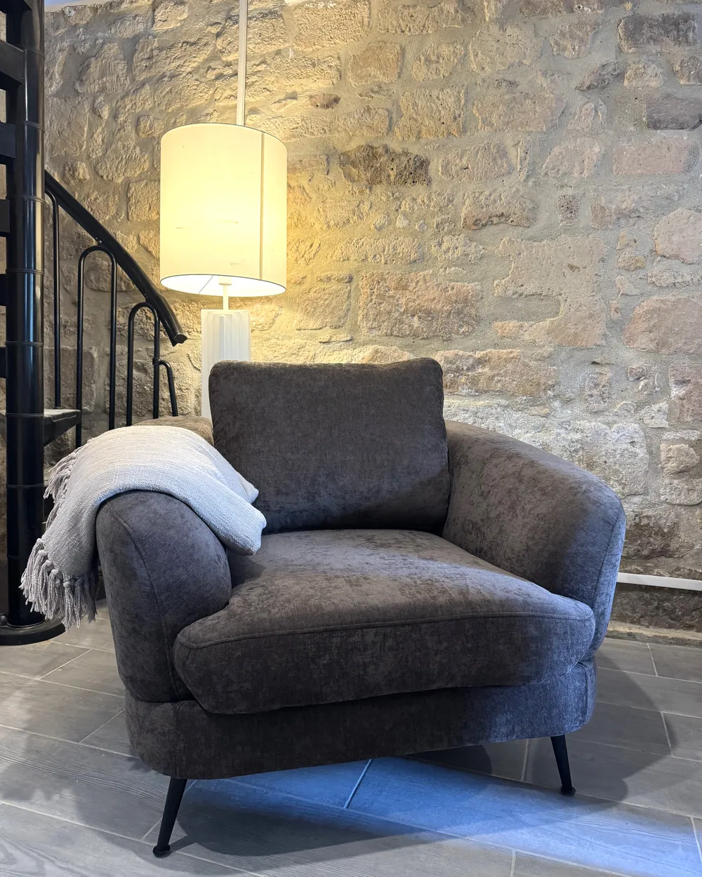 Armchair KJAER Chenille Dark Brown_1024183