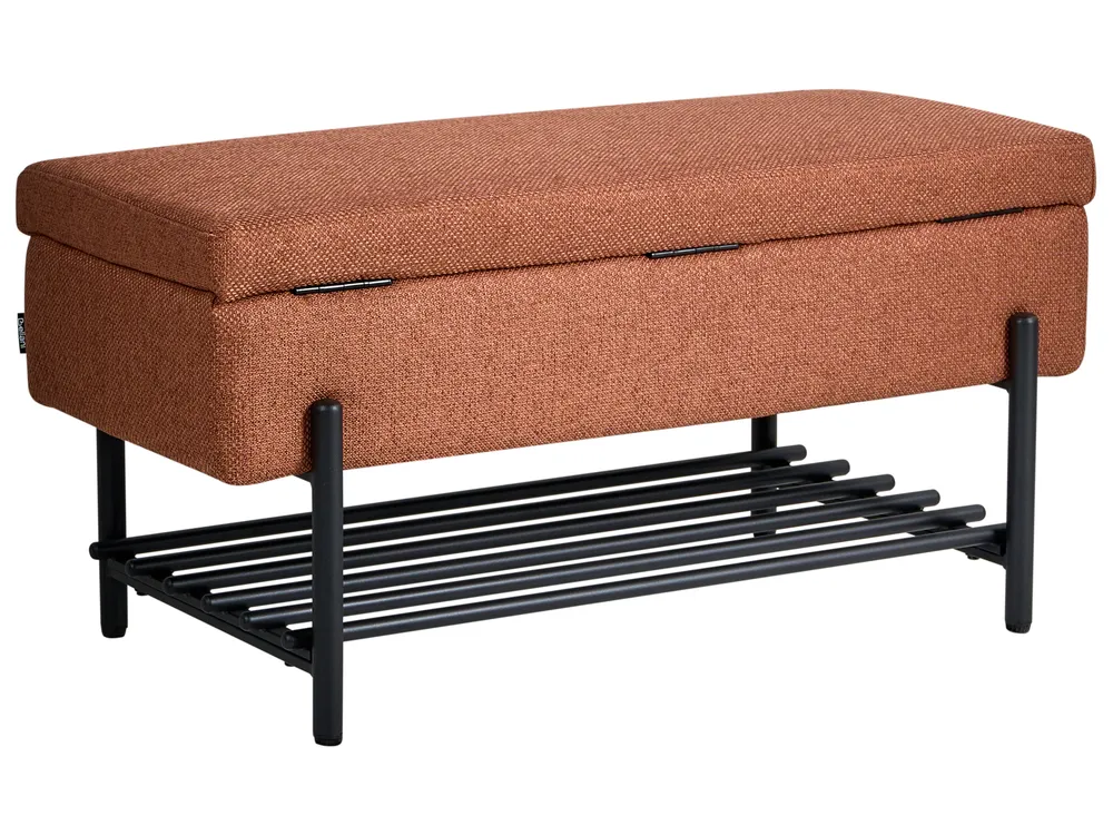 Shoe Bench SOLVANG Fabric Golden Brown with Storage_1043705