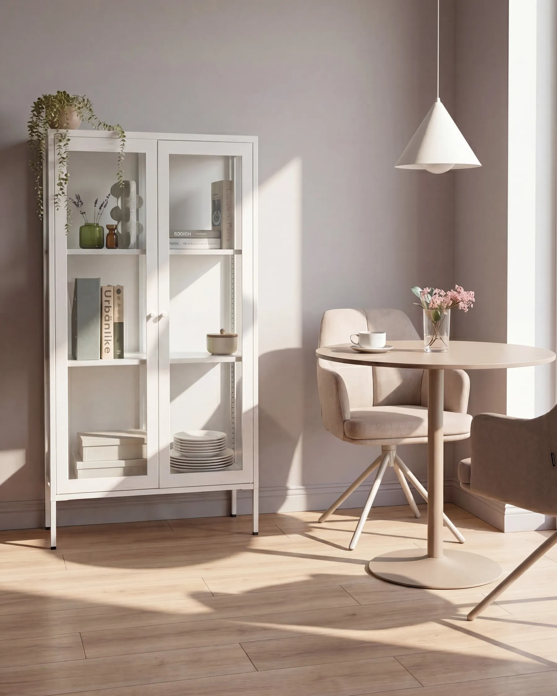 Vitrine mit Glastüren NASH 90 cm Metall Weiß_1080867