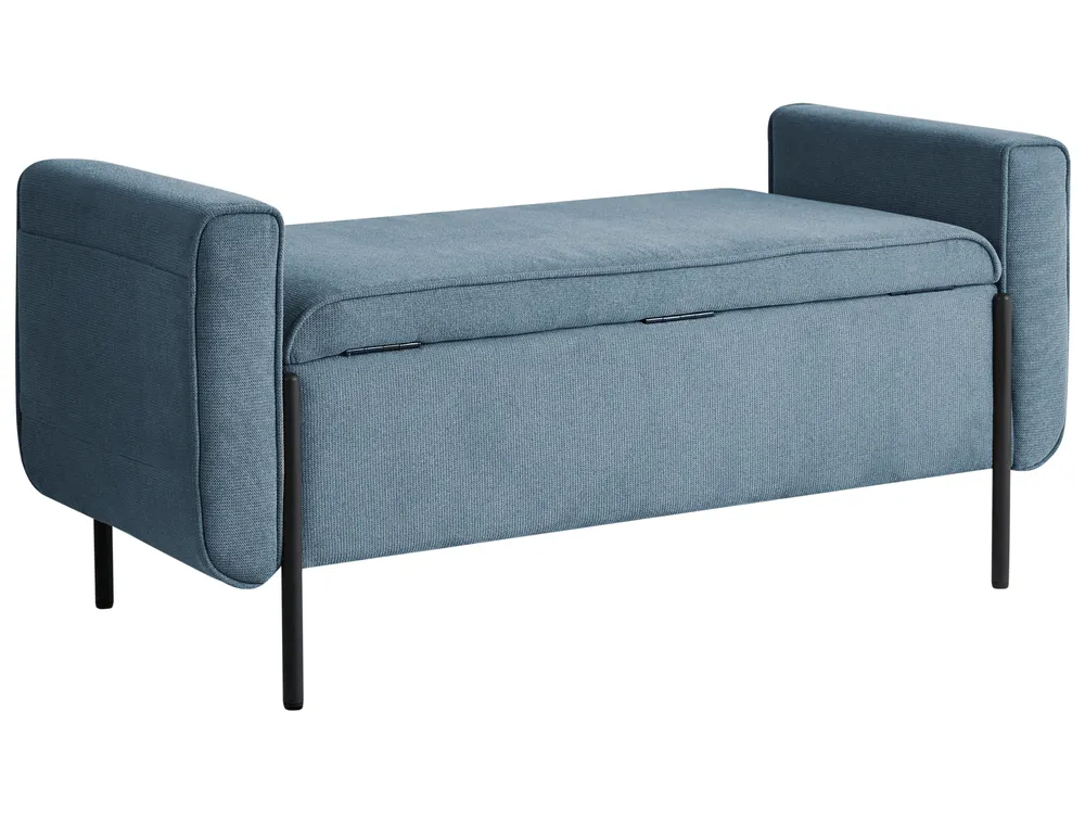 Polsterbank mit Stauraum LEWES Stoff Blau_1043683
