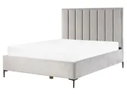 Schlafzimmer Set SEZANNE Samtstoff Hellgrau 160 x 200 cm_795644