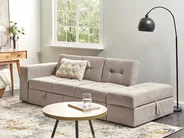 Sofa Bed 3 Seater FALSTER with Storage Fabric Light Brown_935842