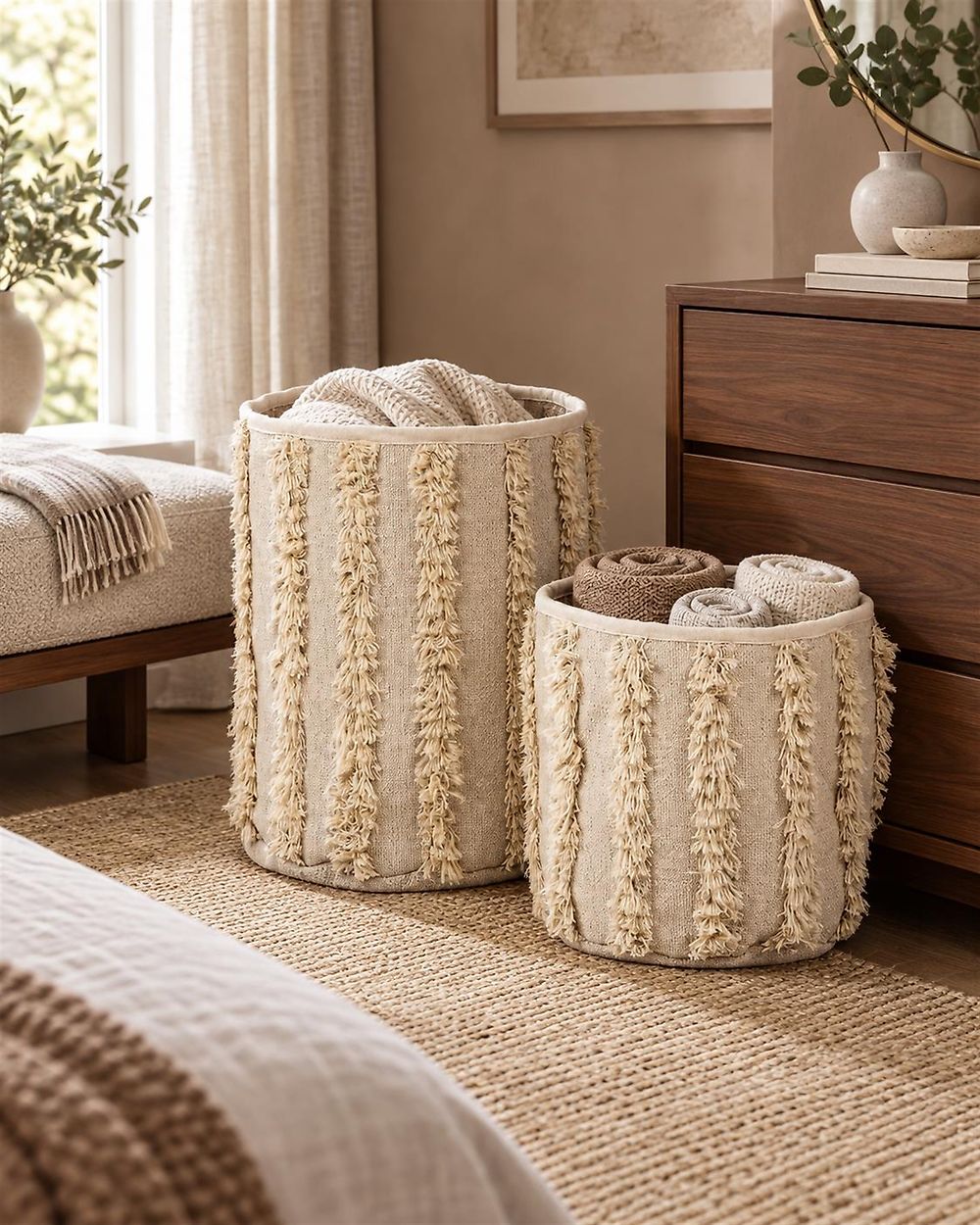 Set of 2 Baskets KAKKI Cotton Beige
