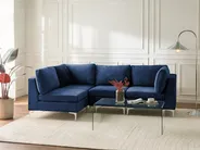 Modul Ecksofa 4-Sitzer EVJA Samtstoff Marineblau rechtsseitig_860024