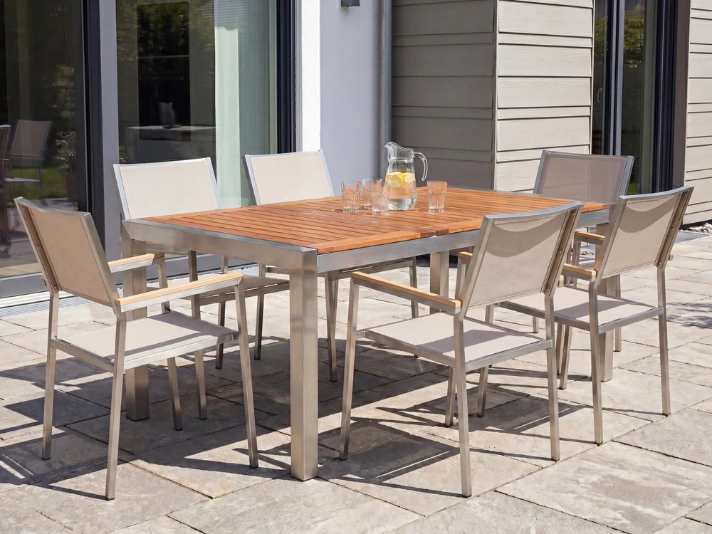 Gartenmöbel Set 6-Sitzer GROSSETO Eukalyptusholz Braun / Beige