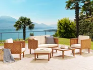 Garden Lounge Set with Table and Ottoman 4 Seater BARATTI Acacia Wood Brown_830590