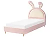 Kids Bed Rabbit Velvet LALLIAS 90 x 200 cm (EU Single) Pink