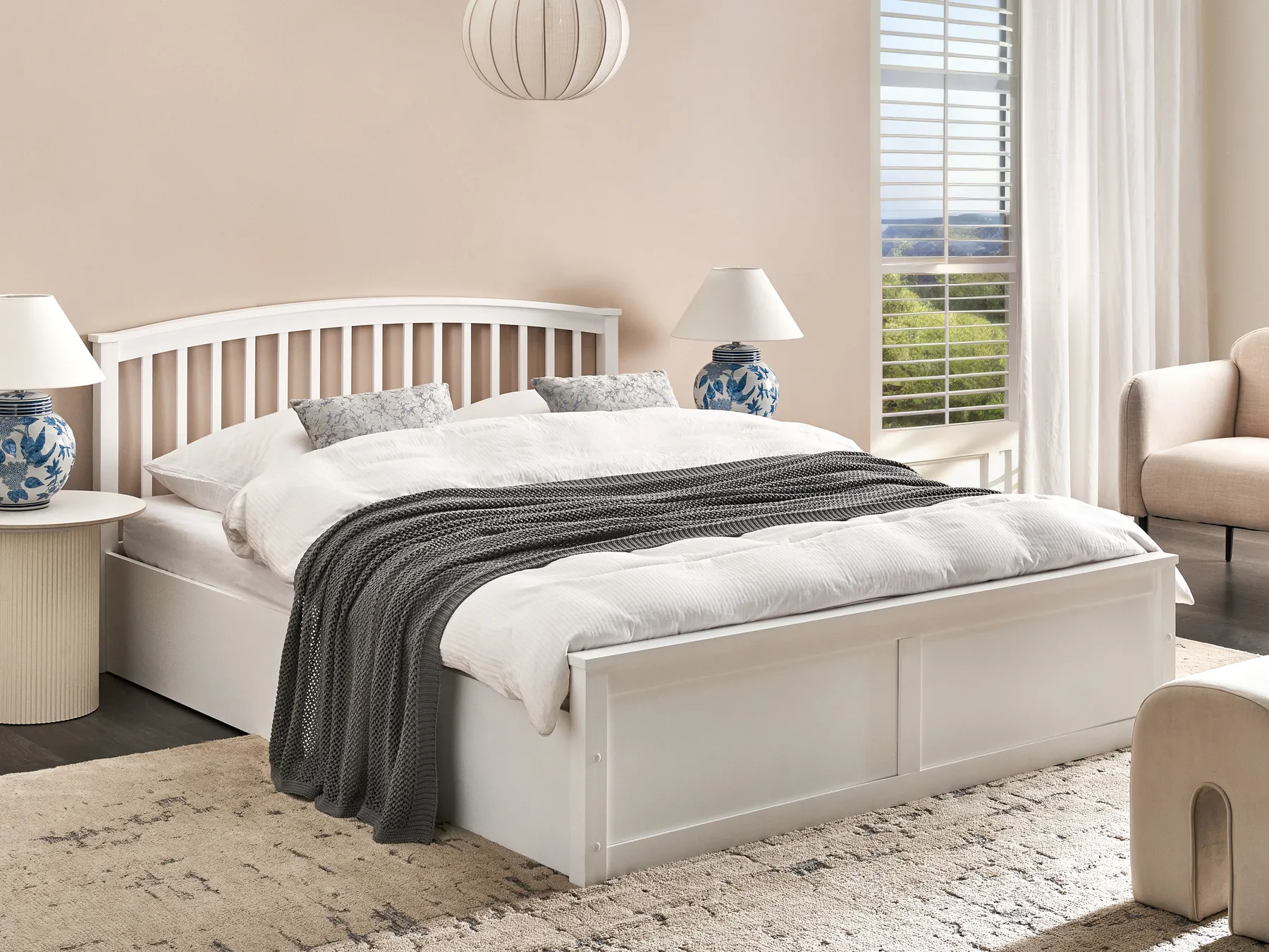 Ottoman Bed CLARBEC Pine Wood White 160 x 200 cm (EU King Size)_985588