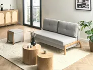 Living Room Set 3 Seater EDLAND with Pouffe Fabric Light Grey_1040727