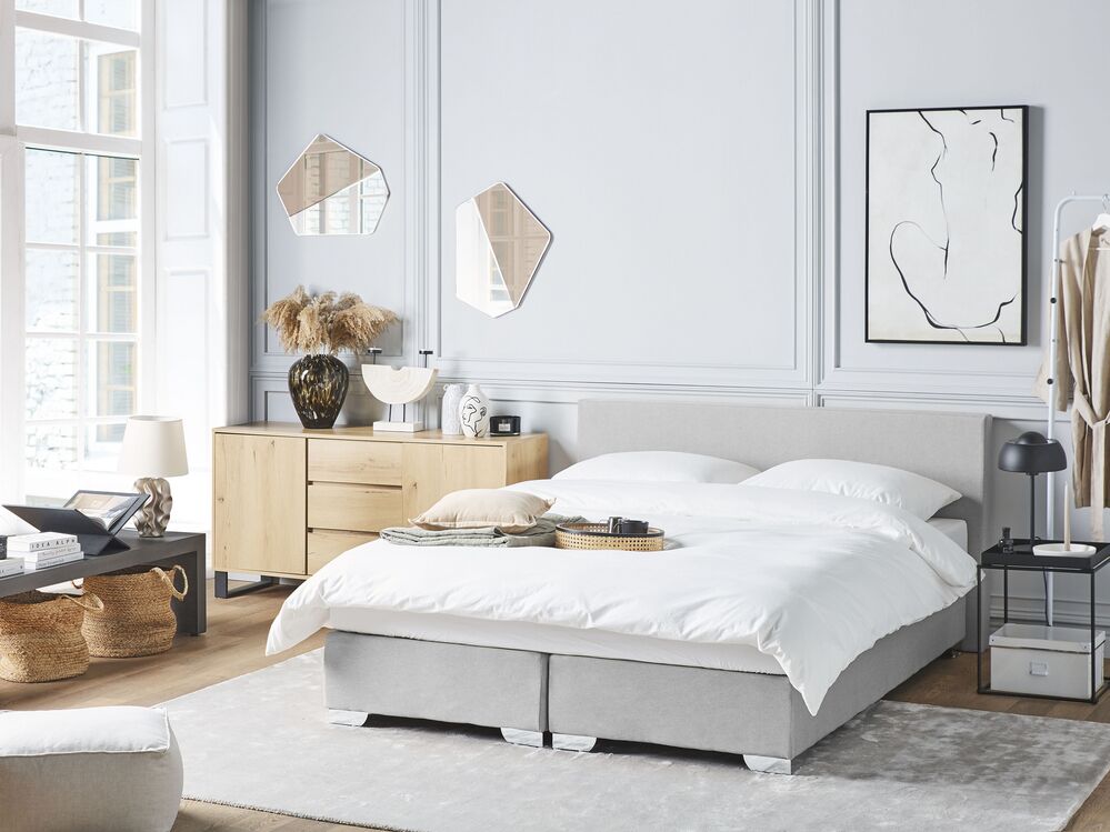 Divan Bed Fabric PRESIDENT 160 x 200 cm (EU King Size) Light Grey