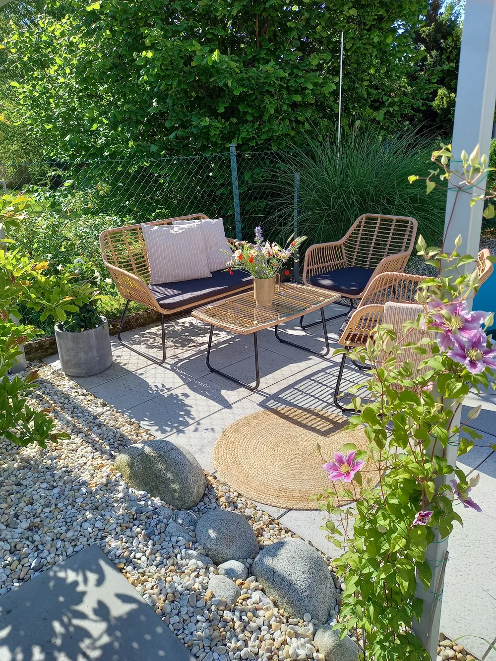 Lounge Set mit Tisch 4-Sitzer MINORI Polyrattan Beige_829548