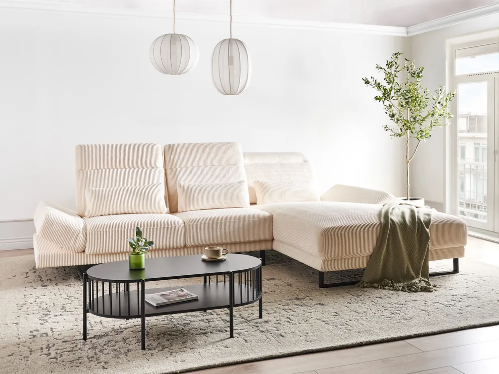Ecksofa 4-Sitzer IKAST Cord Beige linksseitig_959890