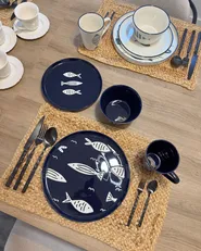 Tafelservice 16-teilig TAMARIND Porzellan Weiß / Blau_1054496