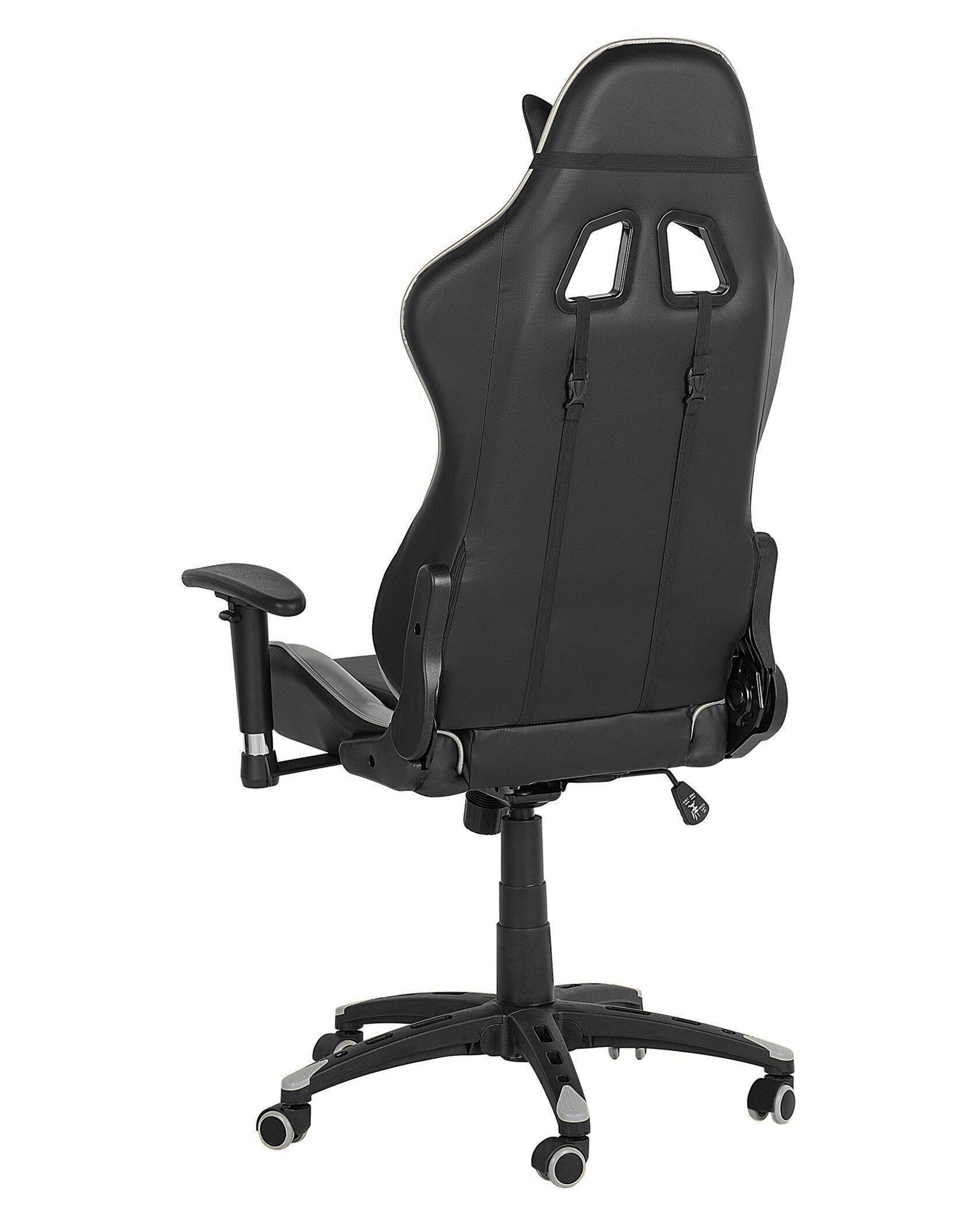 Gaming Chair Swivel KNIGHT Faux Leather Silver | Beliani.de