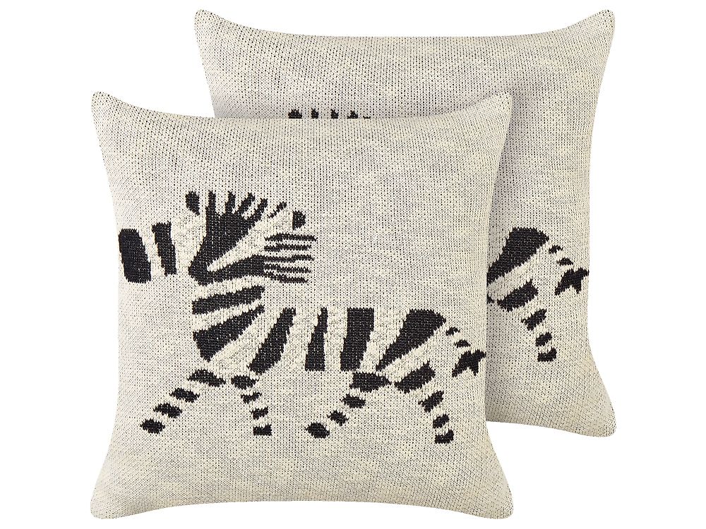 Set van 2 sierkussens JABORI 45 x 45 cm Katoen Beige