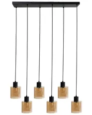 6 Light Pendant Lamp KITARE Glass Beige_1029061