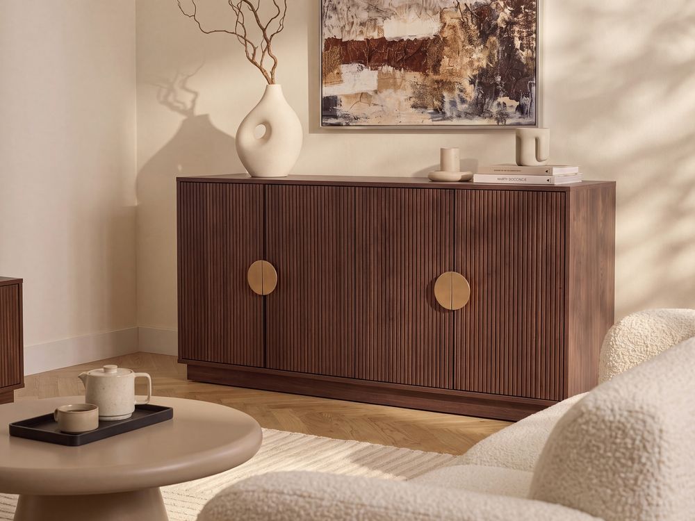 Sideboard mit 4 Türen NUMURKAH Dunkelbraun