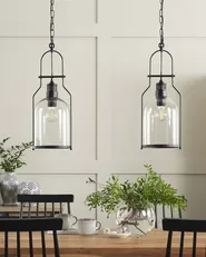Set of 2 Pendant Lamps BASHILO Metal Black_837883