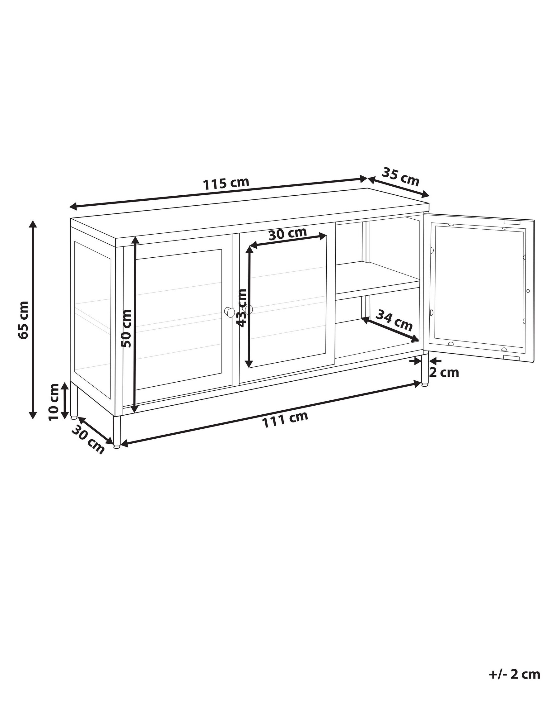Sideboard mit Glastüren NEWPORT 115 cm Metall Weiß_830348