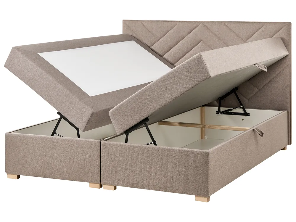 Kontinentalni krevet s prostorom za pohranu ESQUIRE Sivo-bež 160 x 200 cm_1016257