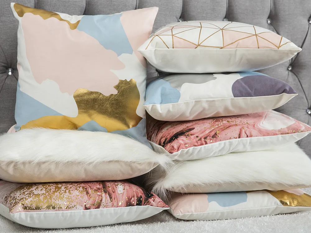 Dekokissen 2er Set IXIA 45 x 45 cm Baumwolle Rosa Abstraktes Muster