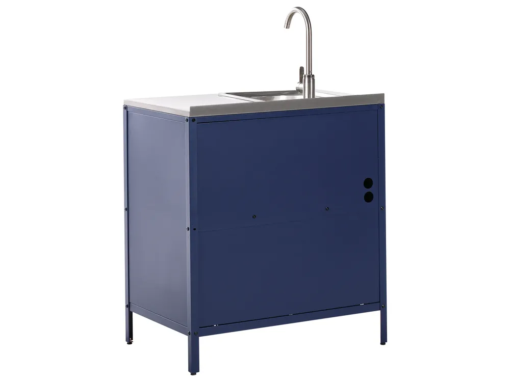 2 Piece Outdoor Kitchen Set with Sink VILAMA Blue Metal_974652