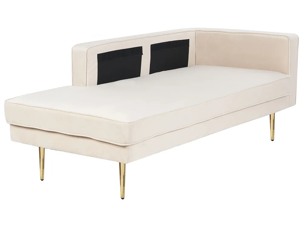 Rechtsseitige Chaiselongue MIRAMAS Samtstoff Beige_848687